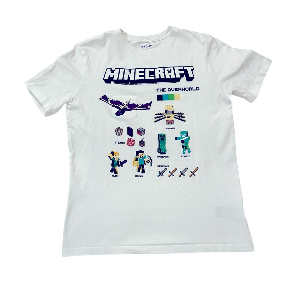 Old Navy Kids Minecraft Short-Sleeve Tee, White, Size Youth XL (14-16)